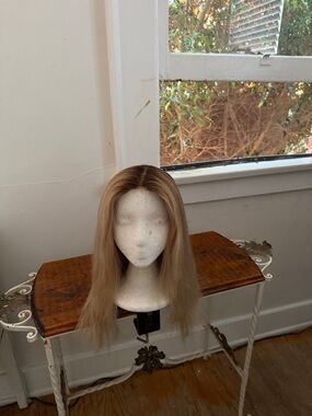 Madison Collection  Human hair Wig - Rooted Blond 20” Silk Top Part Handtied